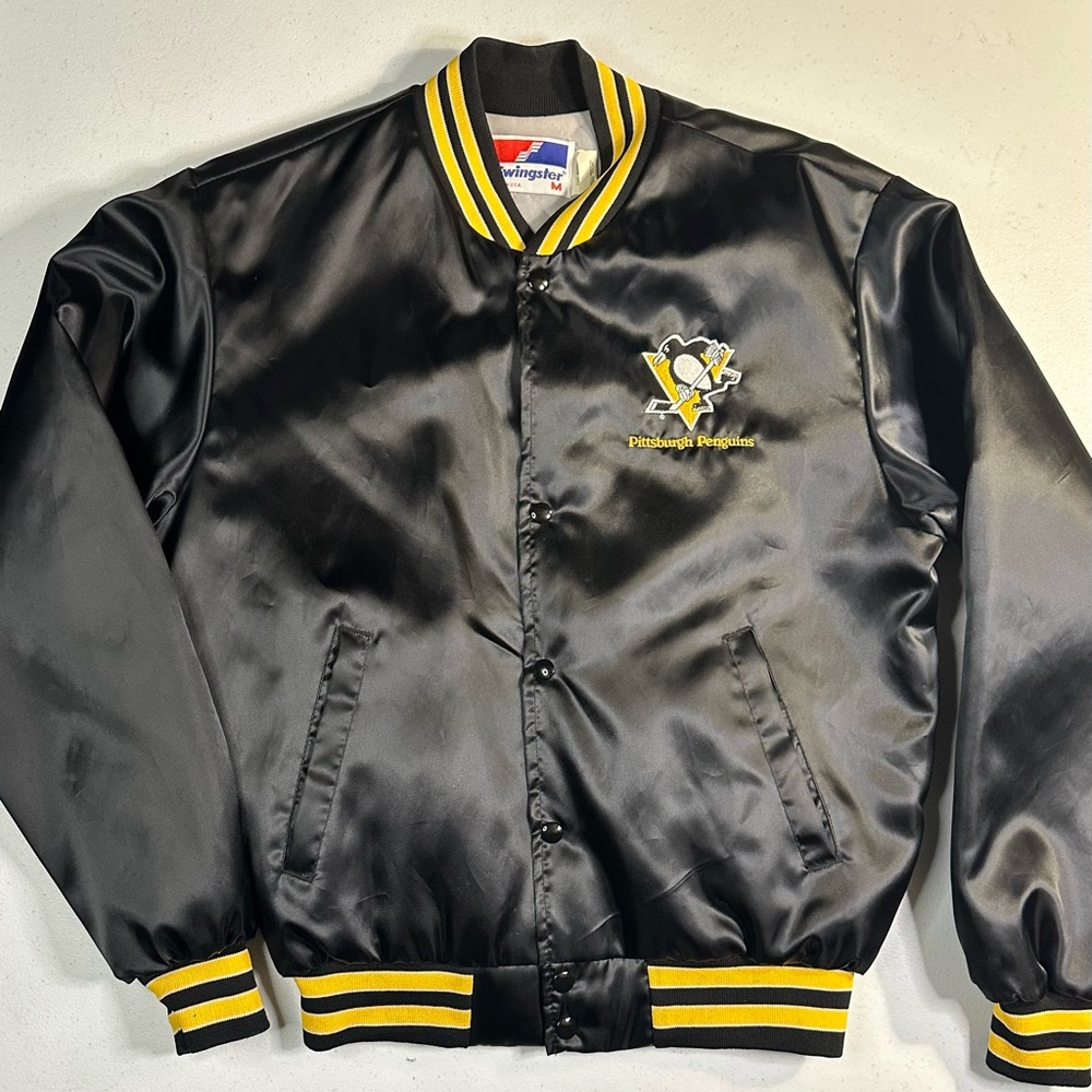 Vintage Pittsburgh Penguins Jacket 1980s Swingster Men’s medium Black Vtg 80s‎